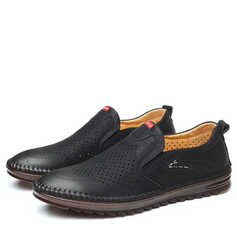 Microfiber Leather Slip Resistant Soft Sole Casual Business Loafers Men Dress Shoes