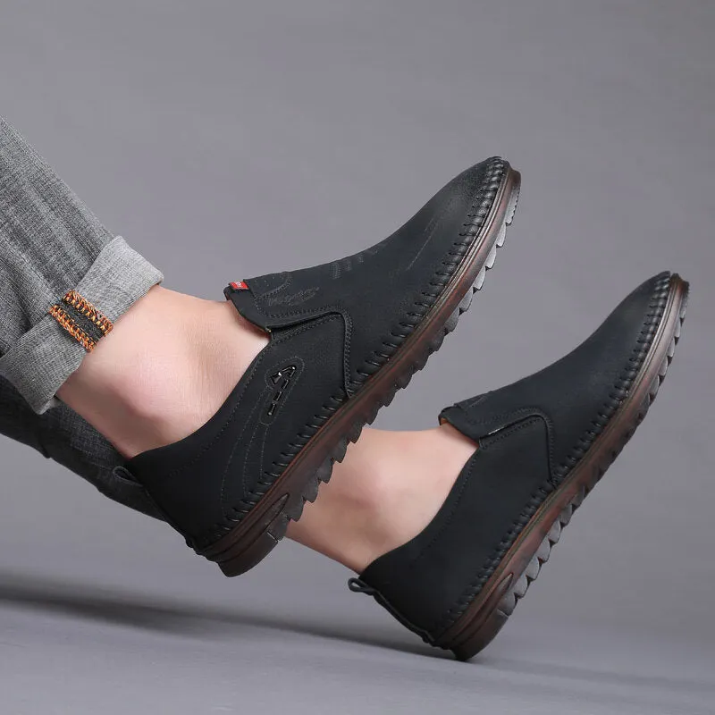 Microfiber Leather Slip Resistant Soft Sole Casual Business Loafers Men Dress Shoes
