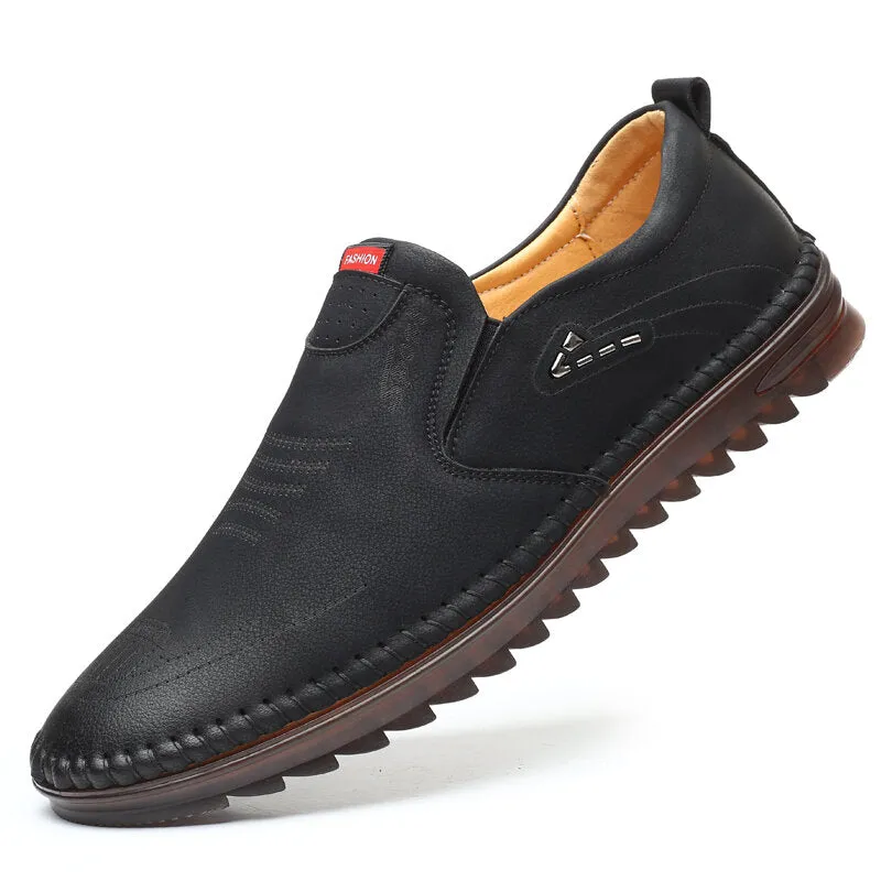 Microfiber Leather Slip Resistant Soft Sole Casual Business Loafers Men Dress Shoes