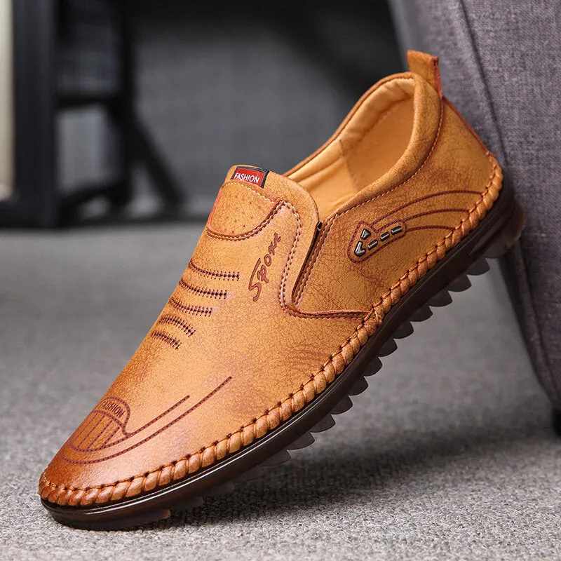 Microfiber Leather Slip Resistant Soft Sole Casual Business Loafers Men Dress Shoes