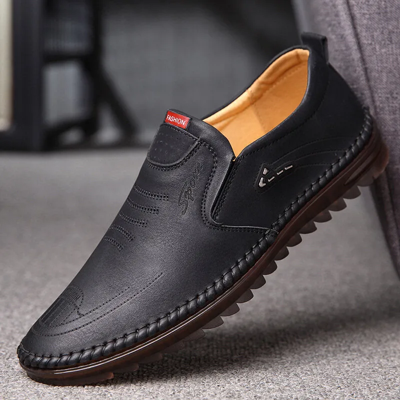 Microfiber Leather Slip Resistant Soft Sole Casual Business Loafers Men Dress Shoes