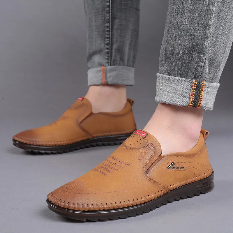 Microfiber Leather Slip Resistant Soft Sole Casual Business Loafers Men Dress Shoes