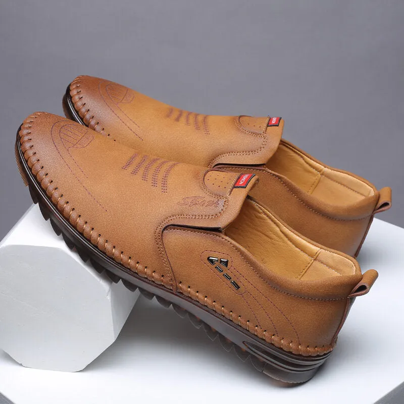 Microfiber Leather Slip Resistant Soft Sole Casual Business Loafers Men Dress Shoes