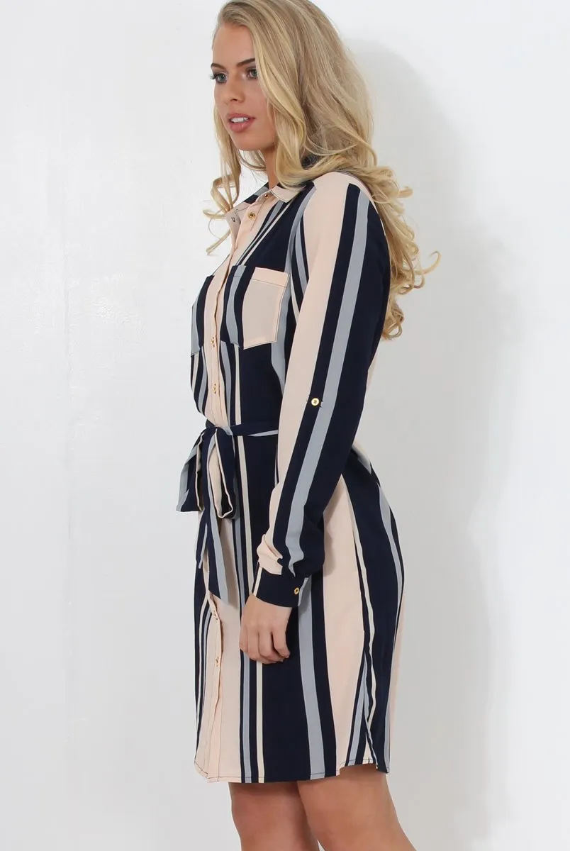 Minnie Navy Striped Shirt Dress