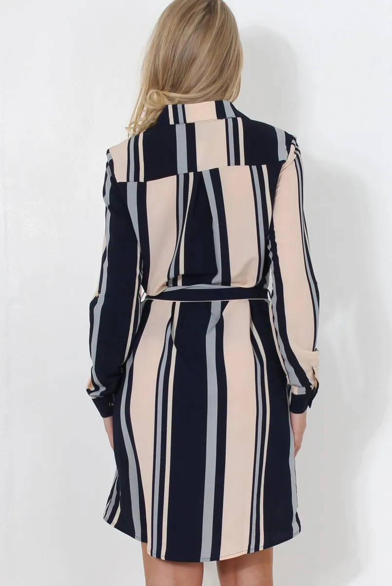Minnie Navy Striped Shirt Dress