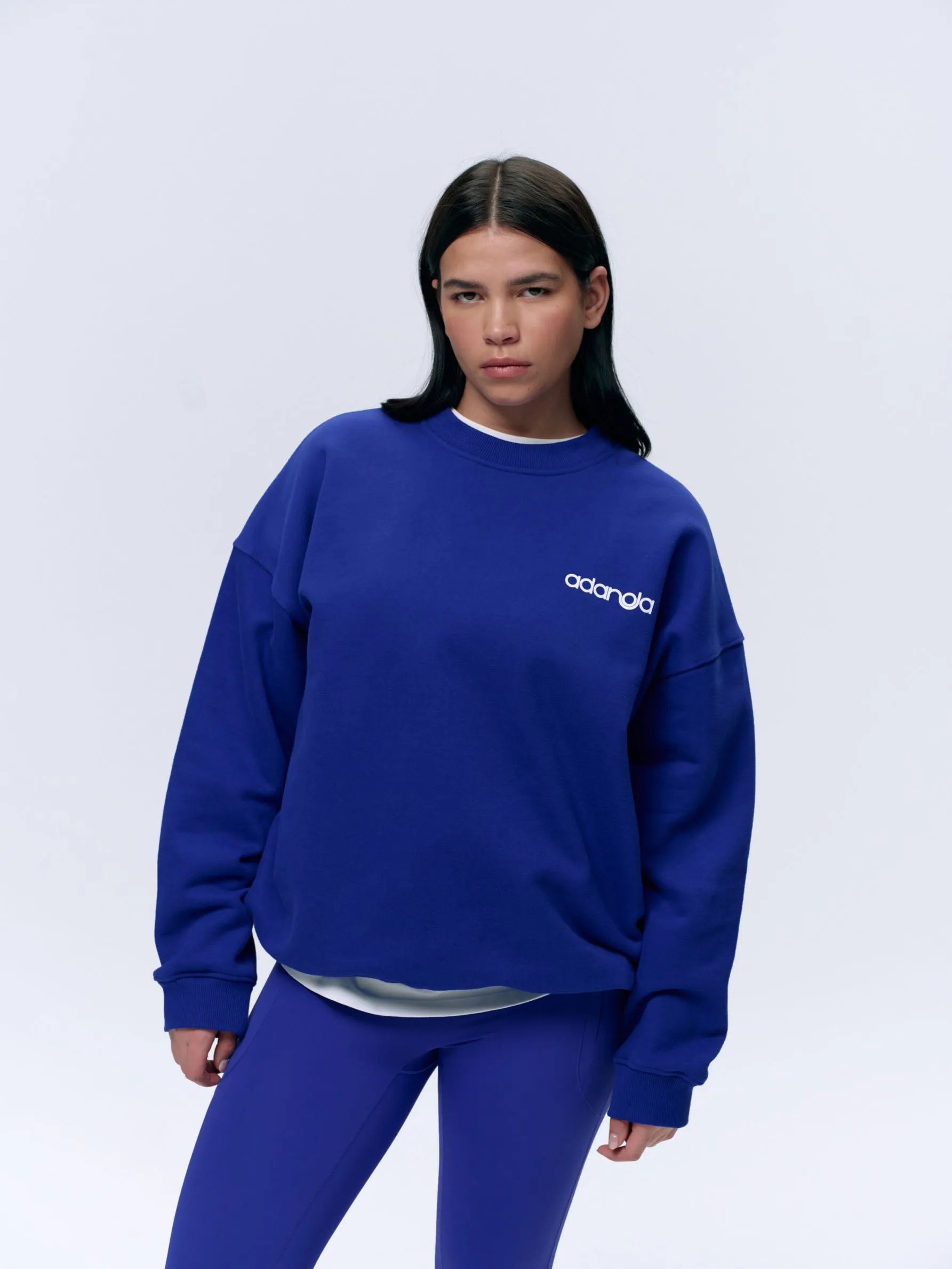 Motion Oversized Sweatshirt - Cobalt Blue/White