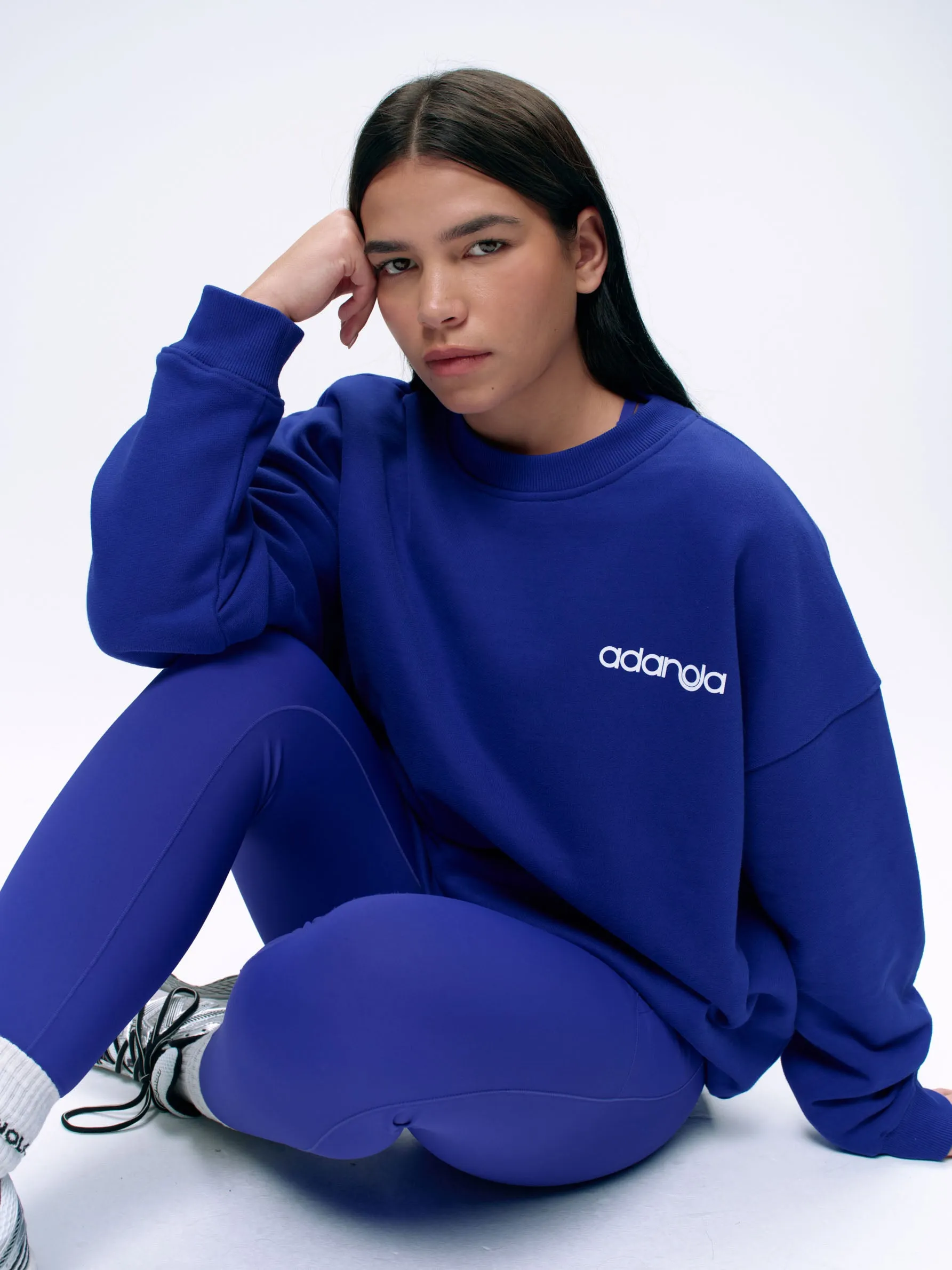Motion Oversized Sweatshirt - Cobalt Blue/White