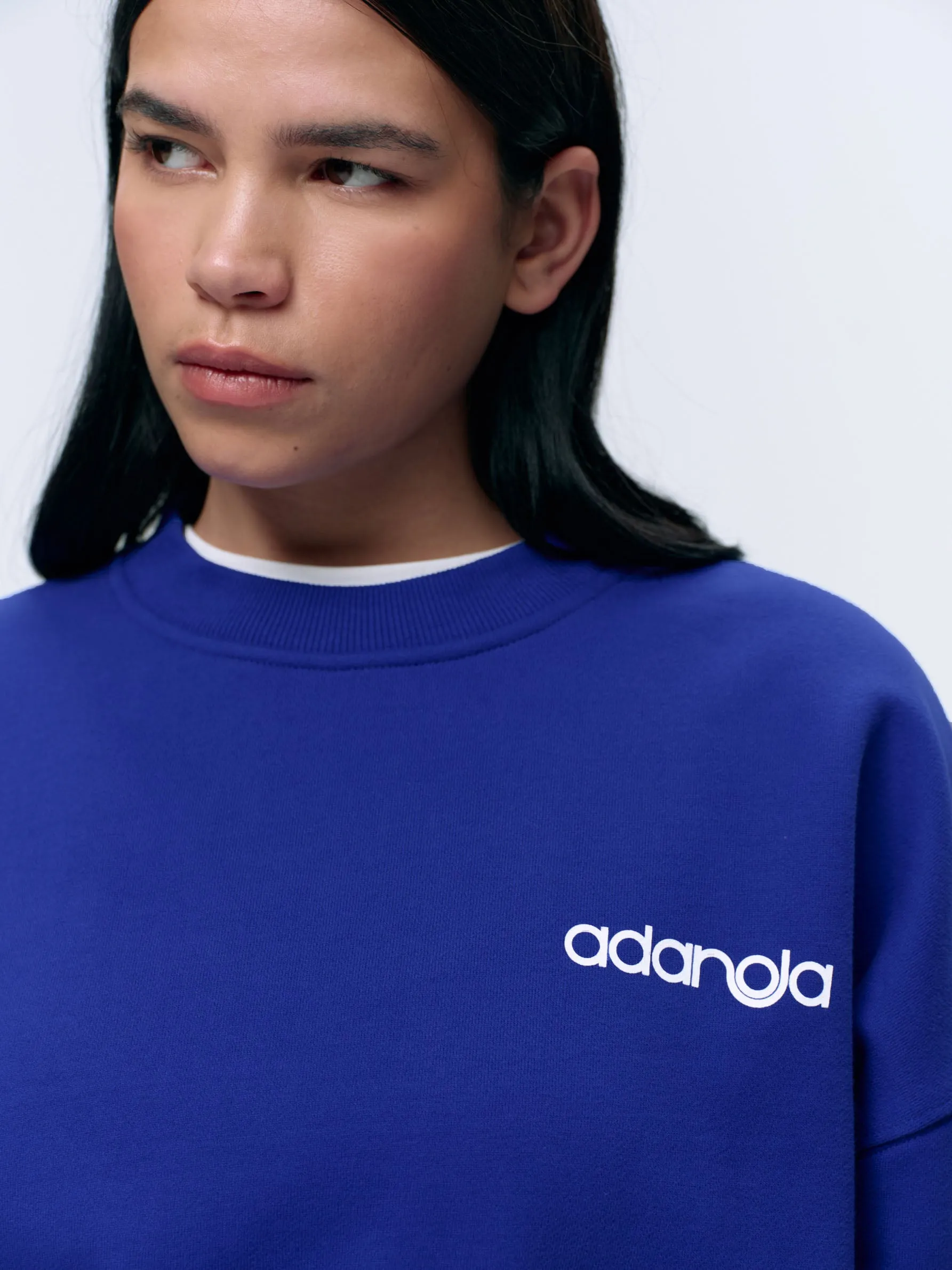 Motion Oversized Sweatshirt - Cobalt Blue/White