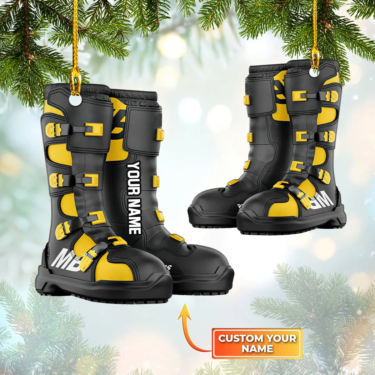 Motocross Yellow Boots-Shaped Ornament - Urt96