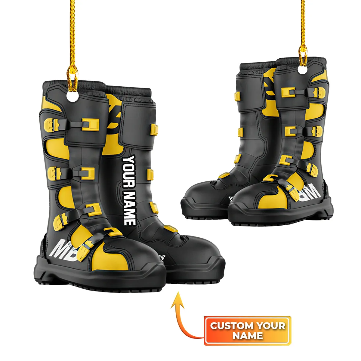 Motocross Yellow Boots-Shaped Ornament - Urt96