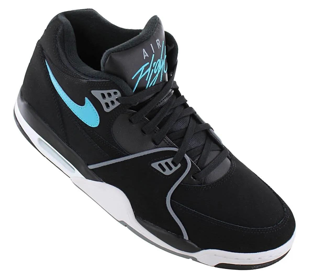 Nike Air Flight 89 - Black Aqua - Herren Sneakers Basketballschuhe Schwarz HF0102-001