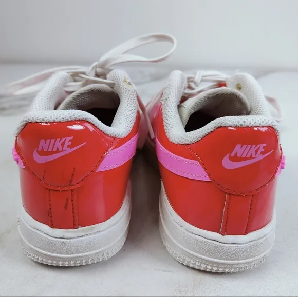 Nike Girls Air Force 1 LV8 Sneakers Basketball Shoes, Pink Red White, Sz 1Y