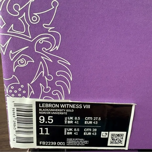 Nike Lebron Witness 8 Lakers Black Purple New Sneakers Basketball Men’s Sz