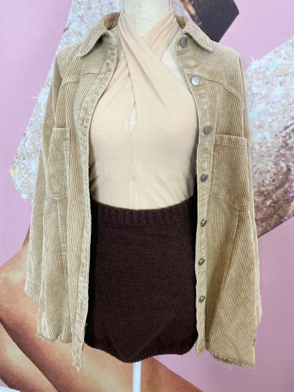 Out West Corduroy Shacket, Tan