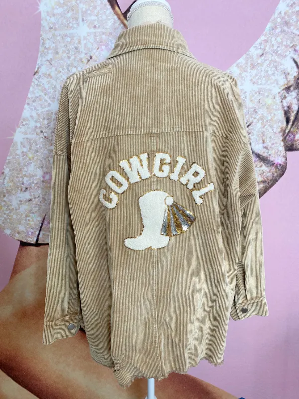 Out West Corduroy Shacket, Tan