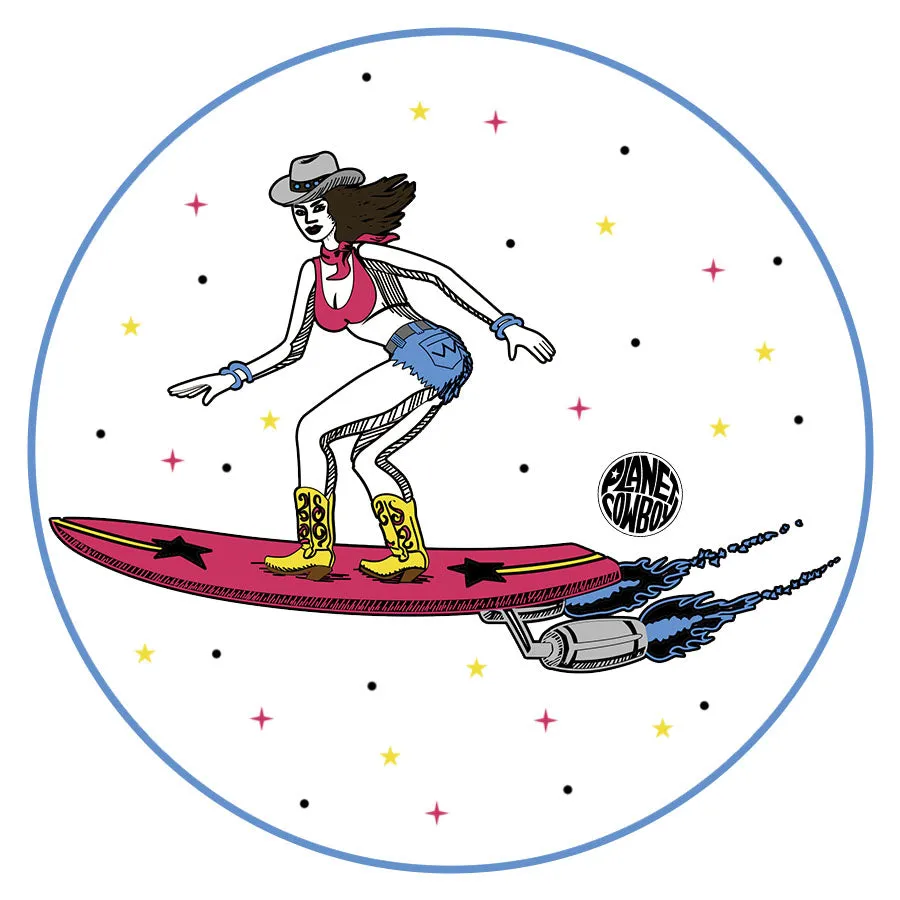 Planet Cowboy Round Sticker