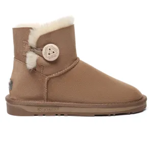 Premium Mini Button Classic Sheepskin Boots