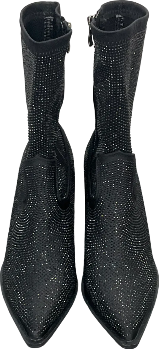 Public Desire Black Wild One Dimante Western Cowboy Boots UK 6 EU 39 👠