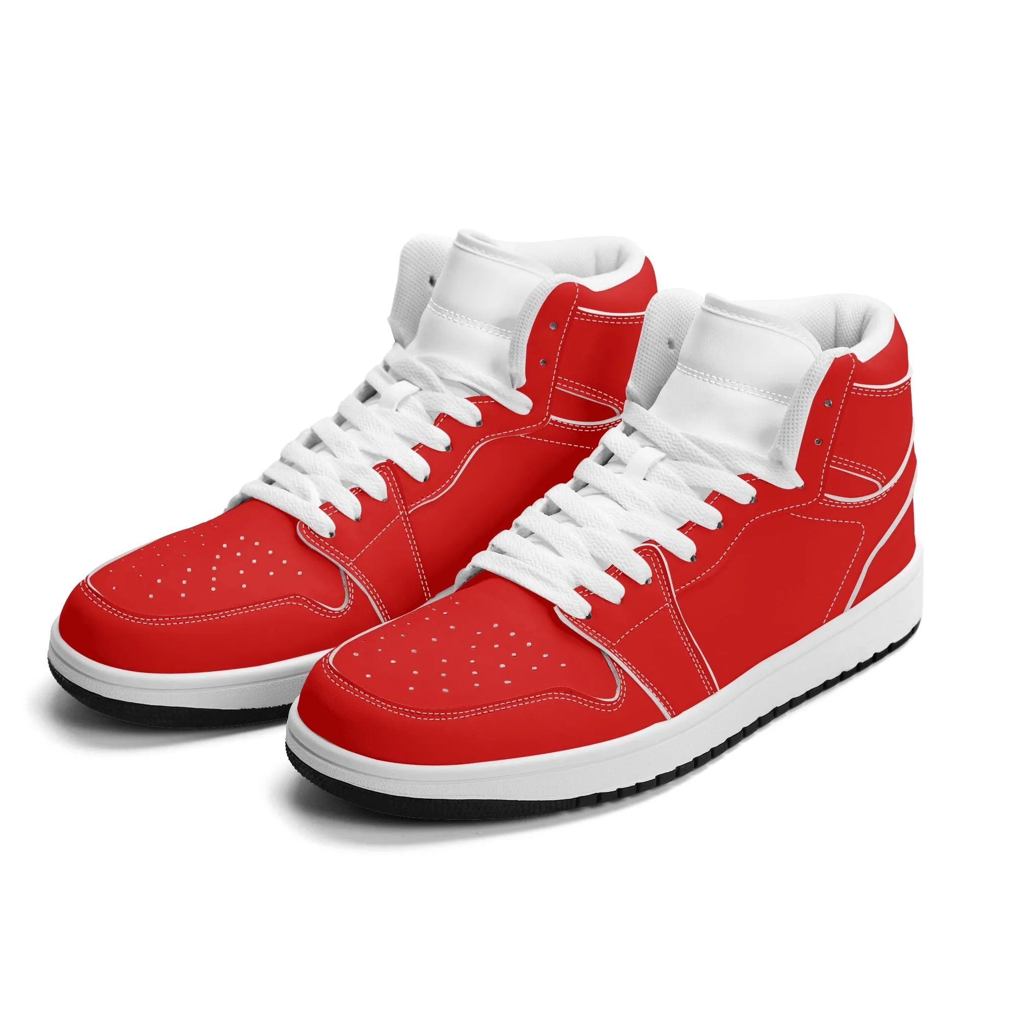 Red and White High Top Sneakers