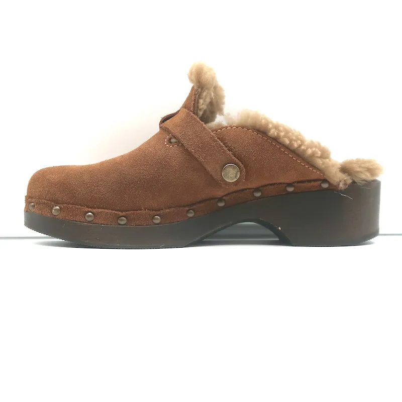 RE/DONE 70s Shearling Clogs Brown Suede Size 38