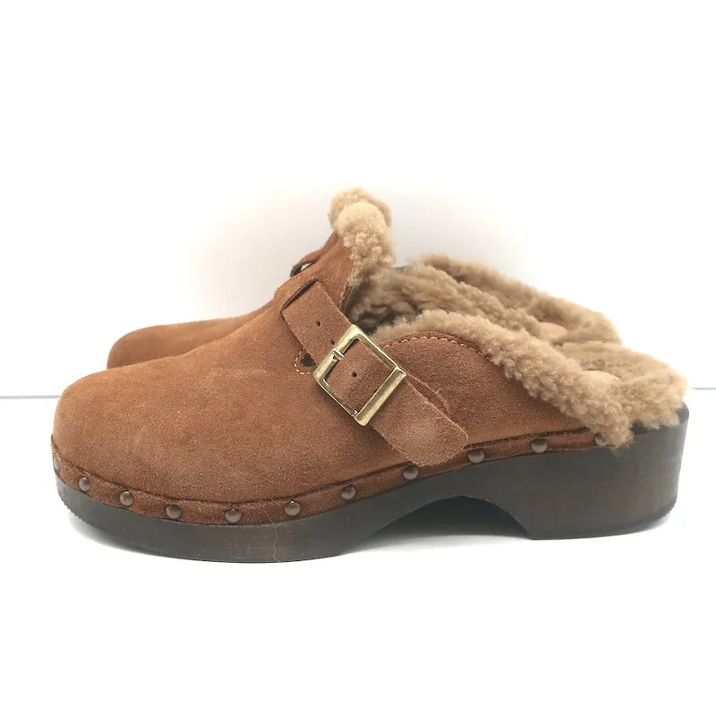 RE/DONE 70s Shearling Clogs Brown Suede Size 38