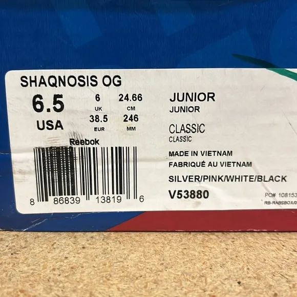Reebok Shaqnosis OG Shaq basketball shoes sneakers V53880 Youth Girls 6.5