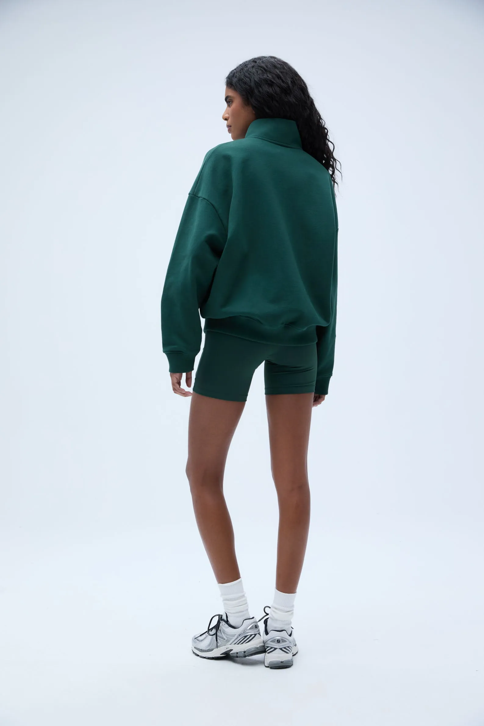 Runners Oversized Funnel Full Zip Sweatshirt - Pine Green