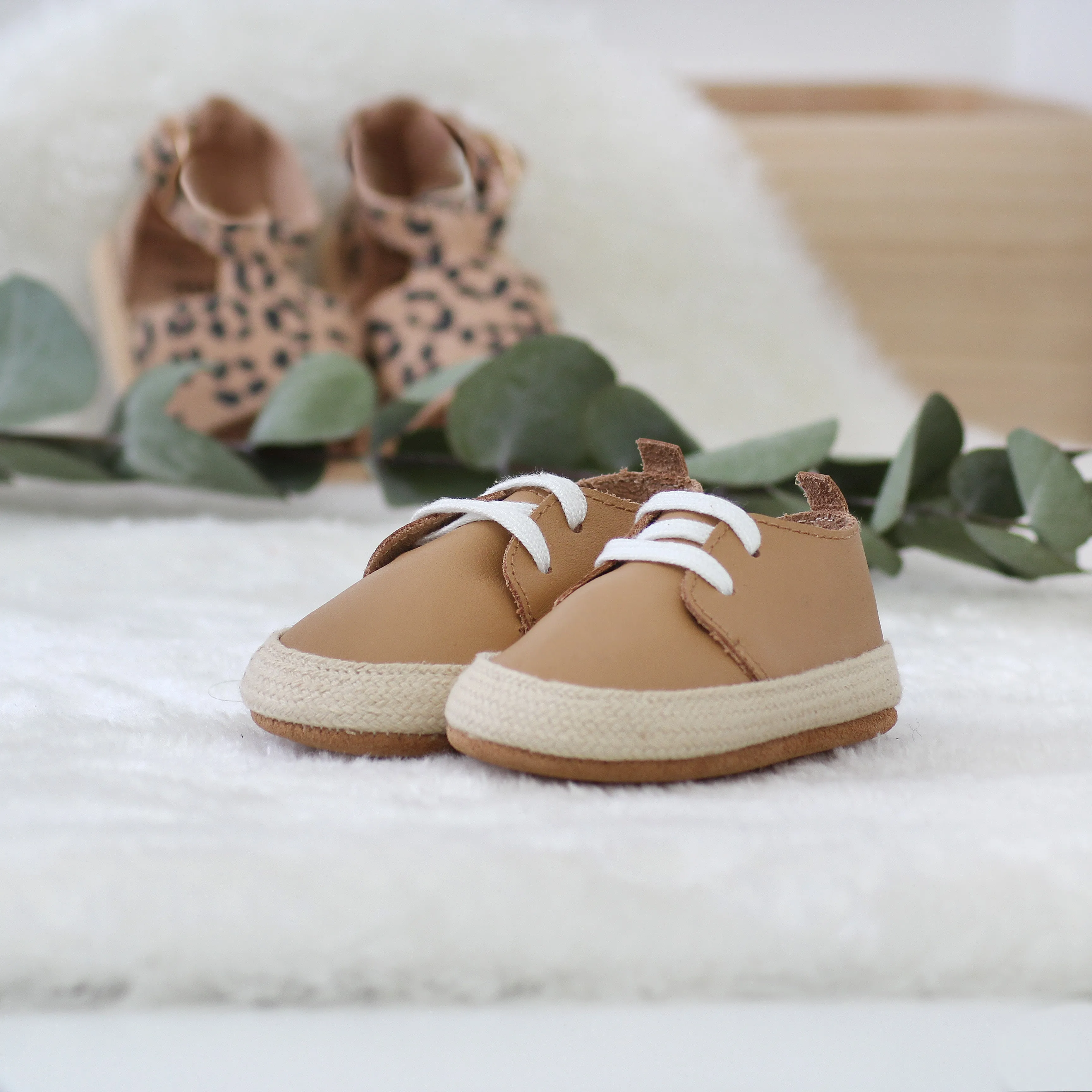 Sahara Camel Leopard Print Sandals