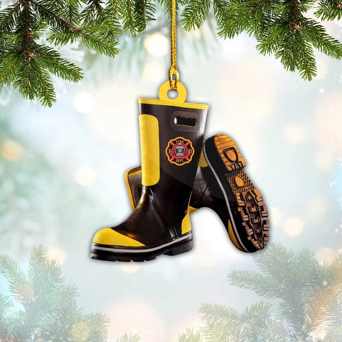 Shaped Ornament - Firefighter Boots - Nt168 - Loop - Or047