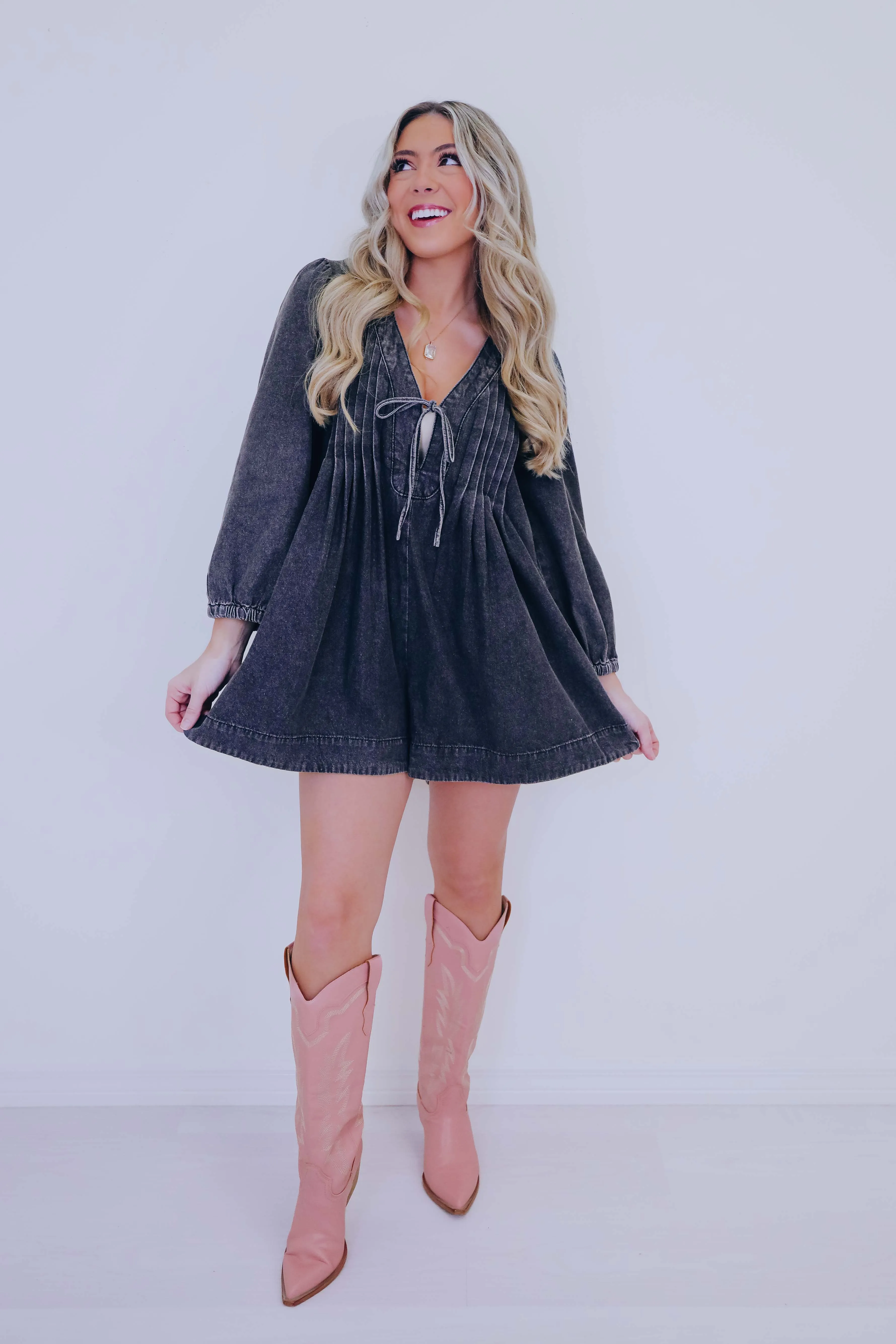 She's A Cutie Too Denim Romper- 2 Colors
