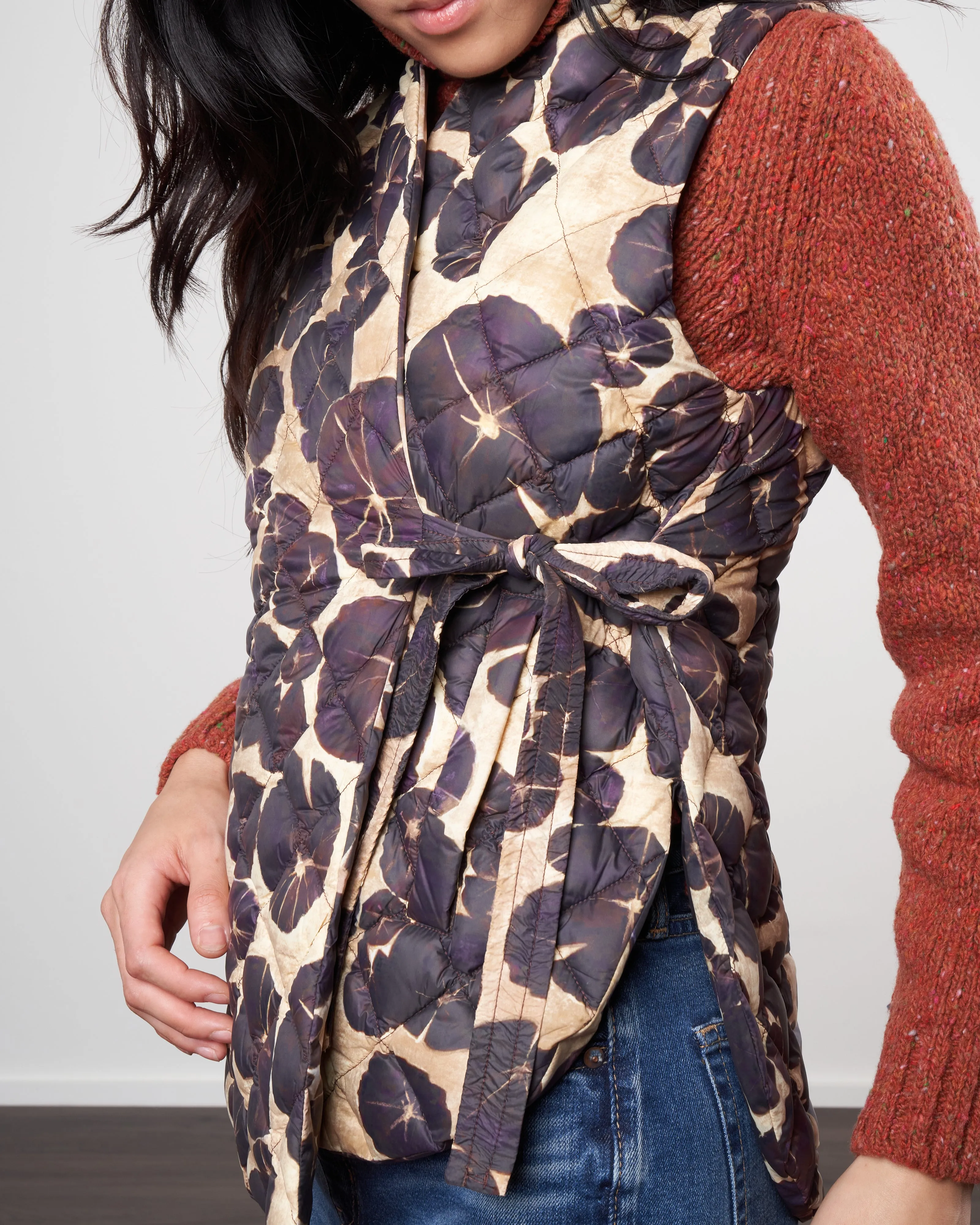 side tie vest - water lily