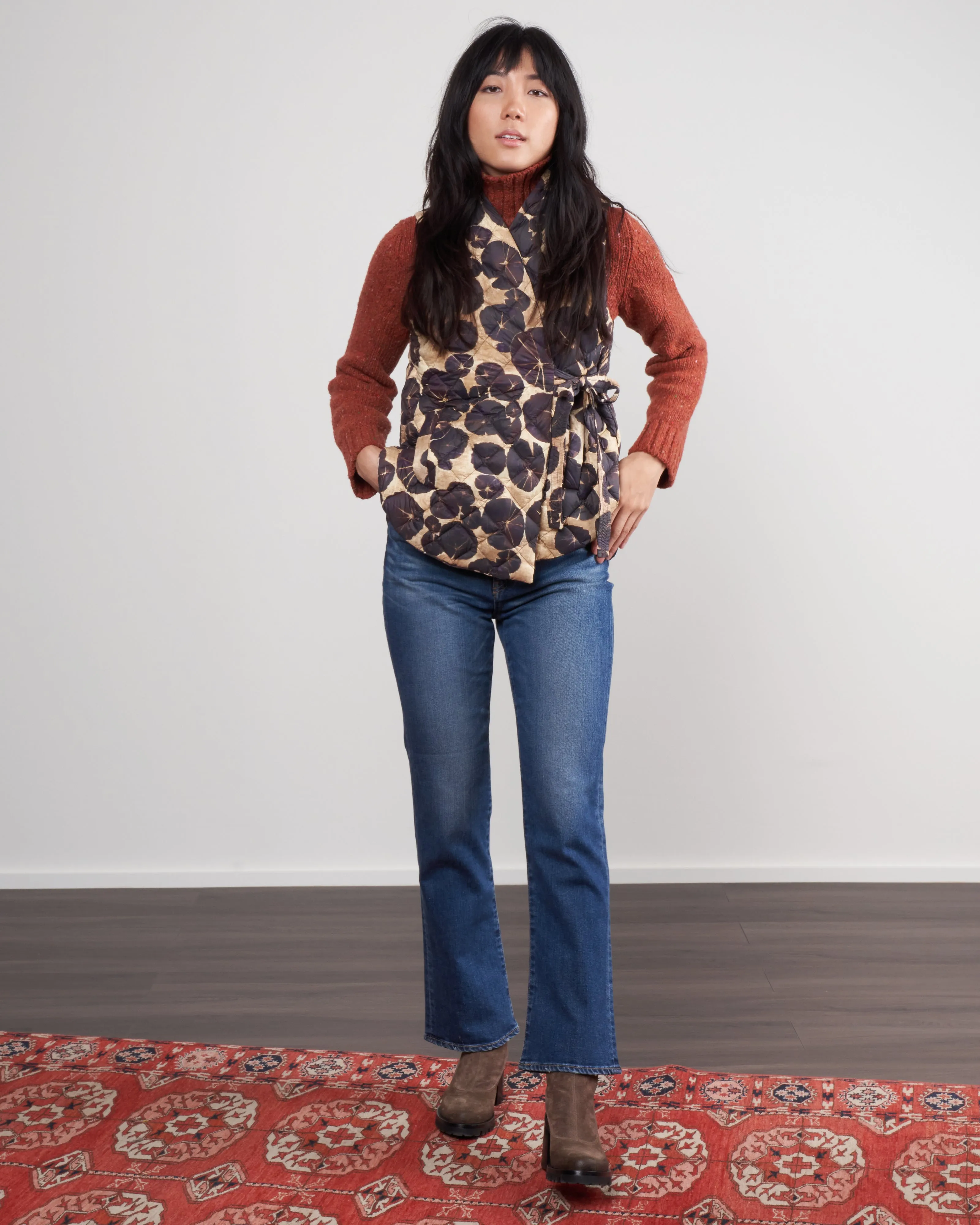 side tie vest - water lily