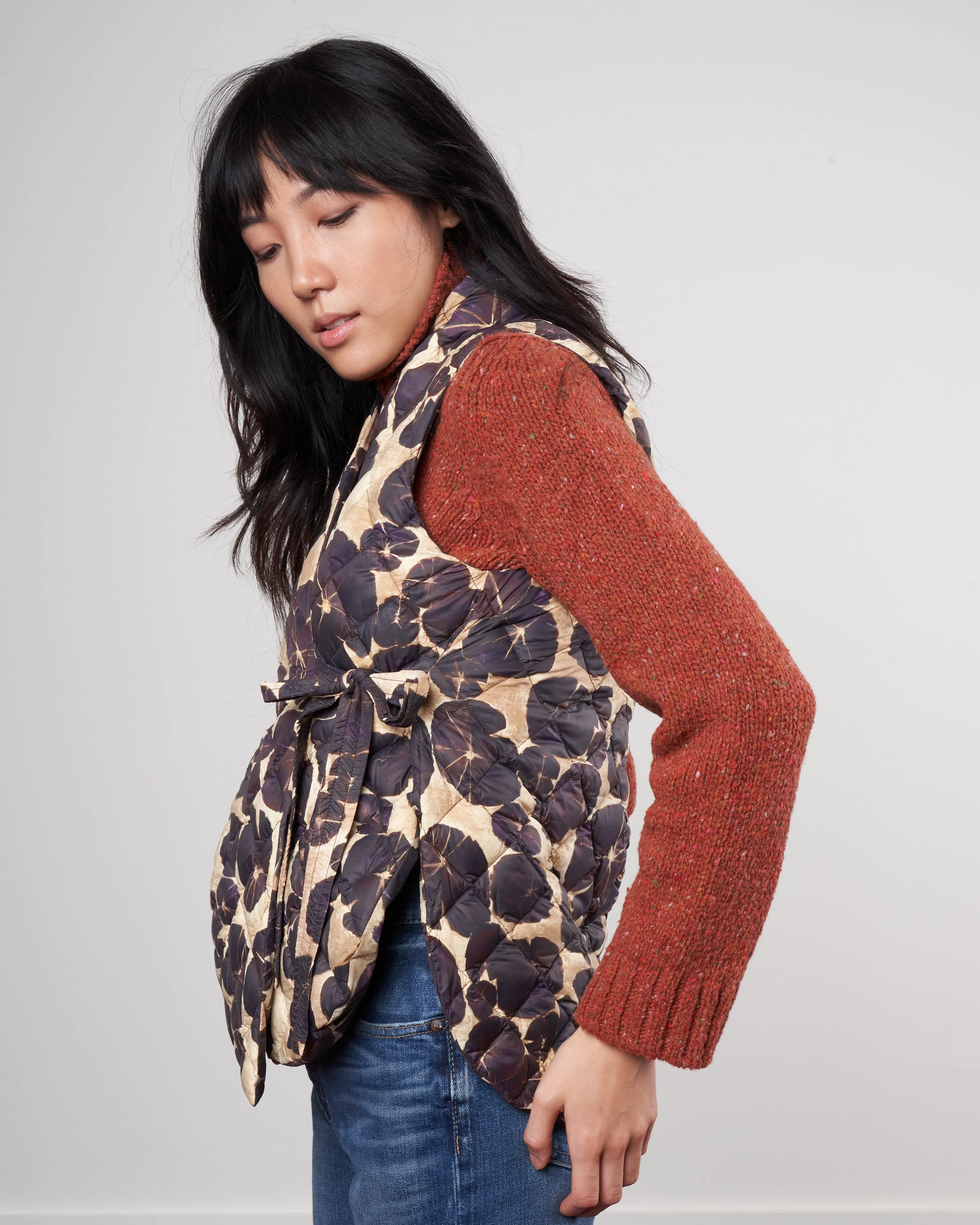 side tie vest - water lily