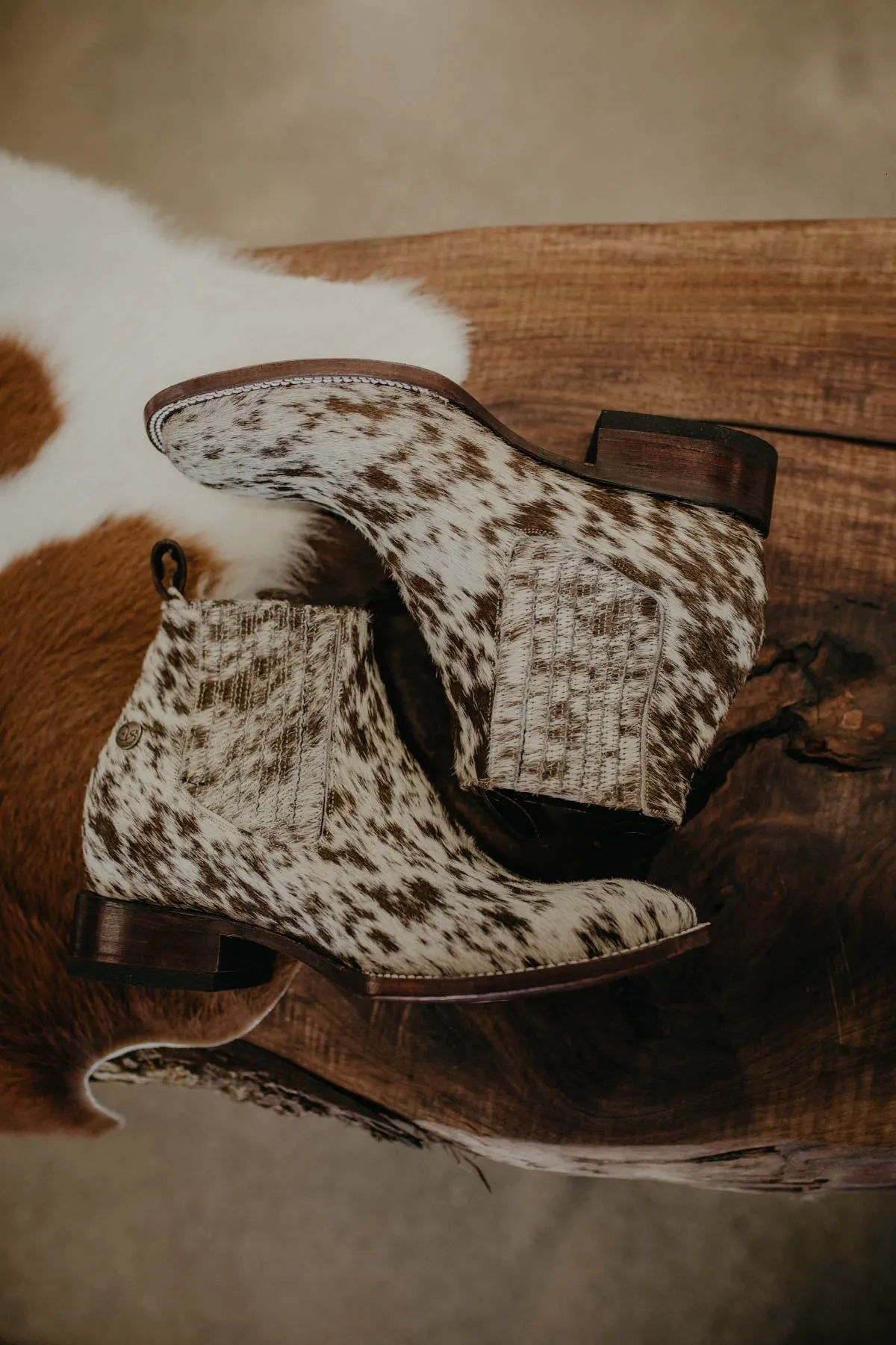 (Size 10 - Square) Hair-on Hide Ankle Booties by Stiefeld