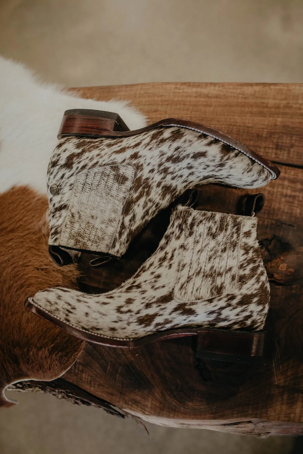 (Size 10 - Square) Hair-on Hide Ankle Booties by Stiefeld