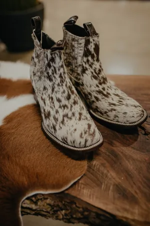 (Size 10 - Square) Hair-on Hide Ankle Booties by Stiefeld
