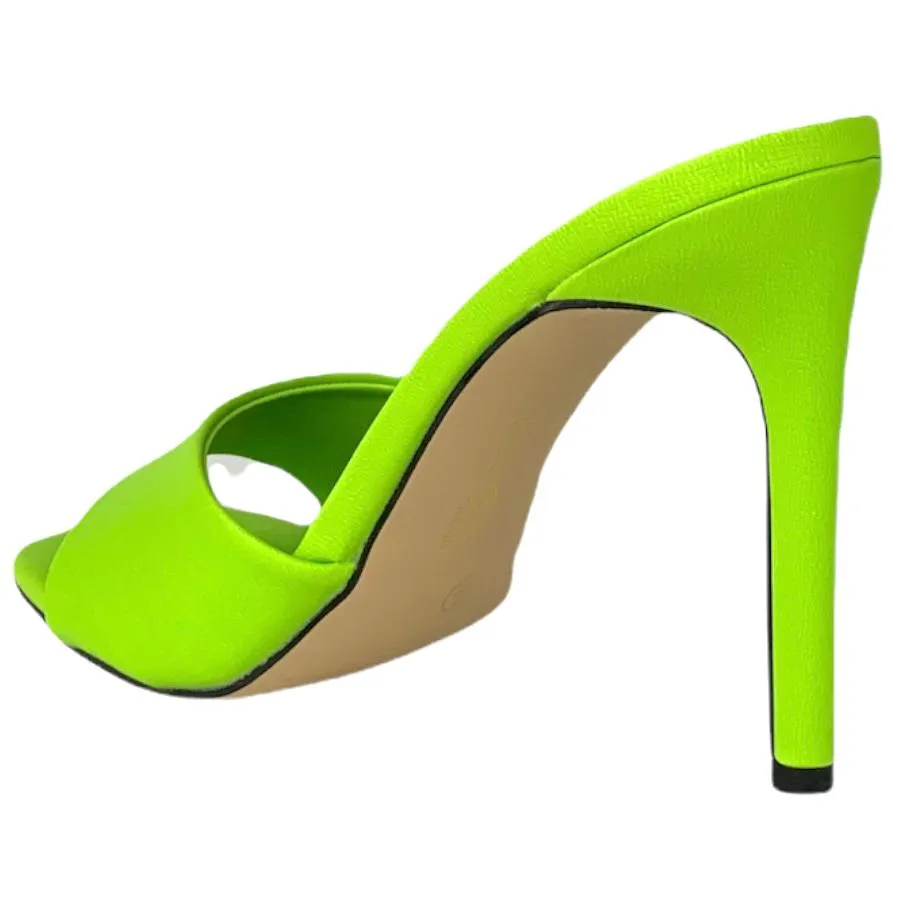 Slip-On Neon Lime High Heel Sandals