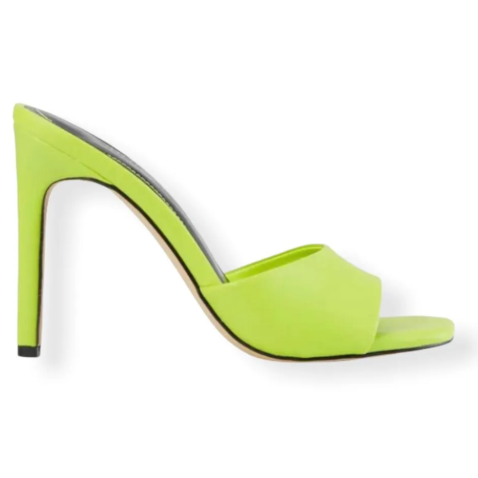 Slip-On Neon Lime High Heel Sandals