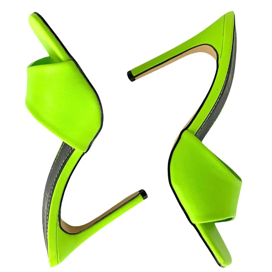 Slip-On Neon Lime High Heel Sandals
