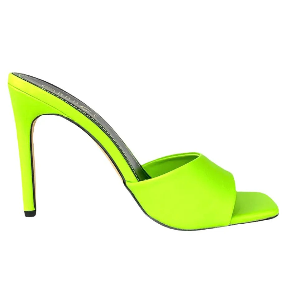 Slip-On Neon Lime High Heel Sandals