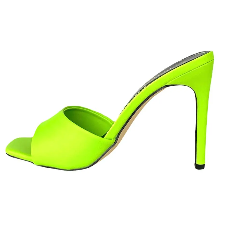 Slip-On Neon Lime High Heel Sandals