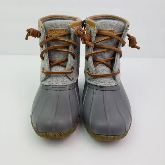 Sperry Top Sider Saltwater Youth Size 1Y Gray Wool Waterproof Duck Boots