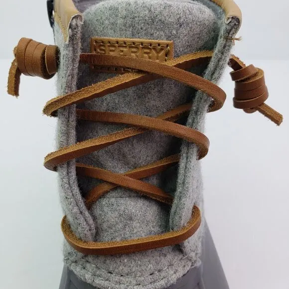 Sperry Top Sider Saltwater Youth Size 1Y Gray Wool Waterproof Duck Boots