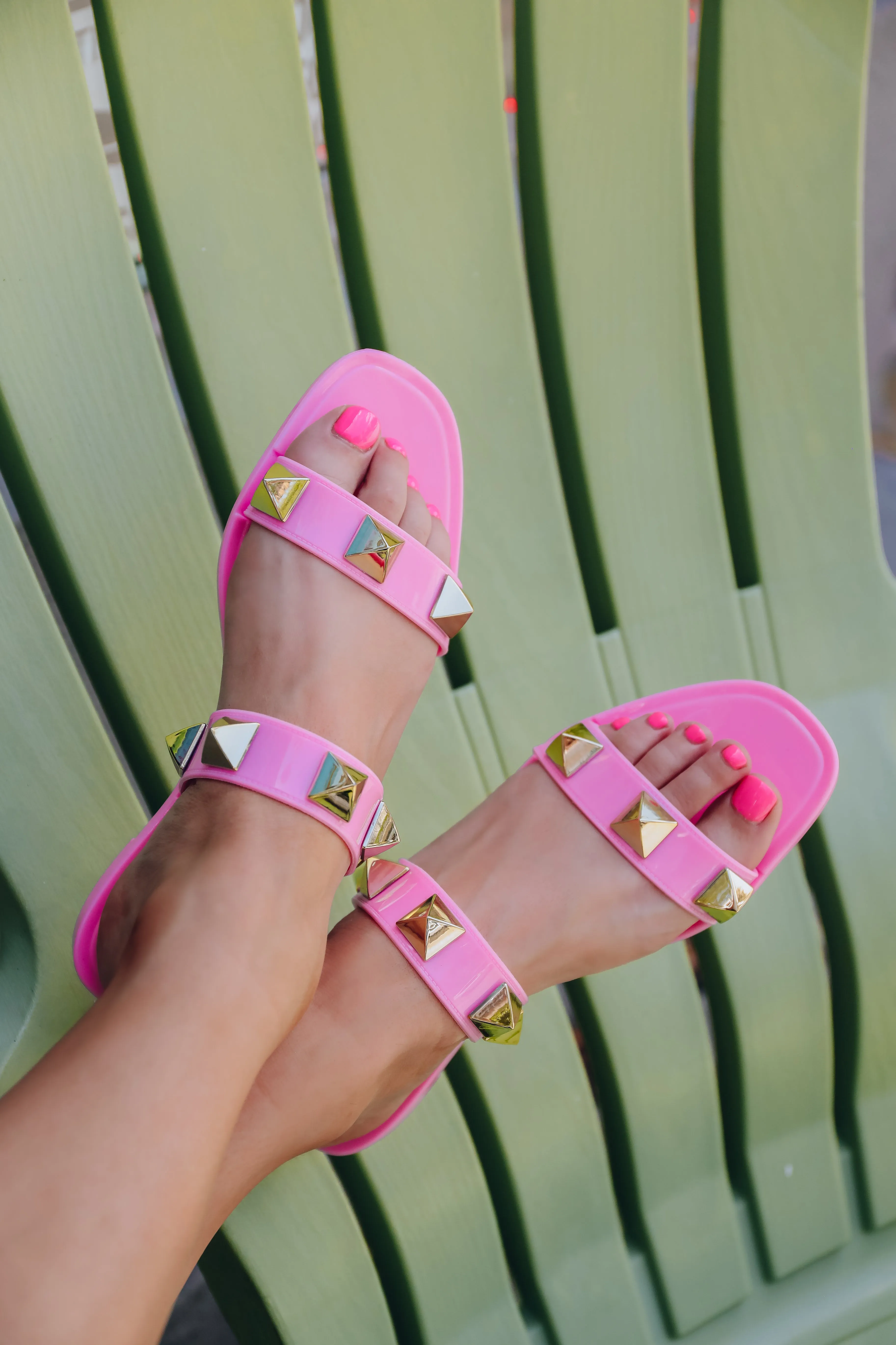 Stella Studded Slip on Sandal - Pink/Gold