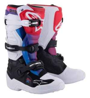 Tech-7S Youth MX Boots White/Black/Rainbow 8