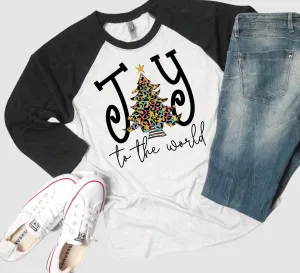 Toddler, Youth, and Adult Joy To The World Christmas Raglan Baseball Tee