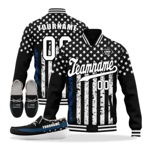 Unique Gift,Personalized America Combo Offer, Custom Stars and Stripes Jackets and Loafer Shoes, Best Gift for Vetaran,ZH-24020309-2w