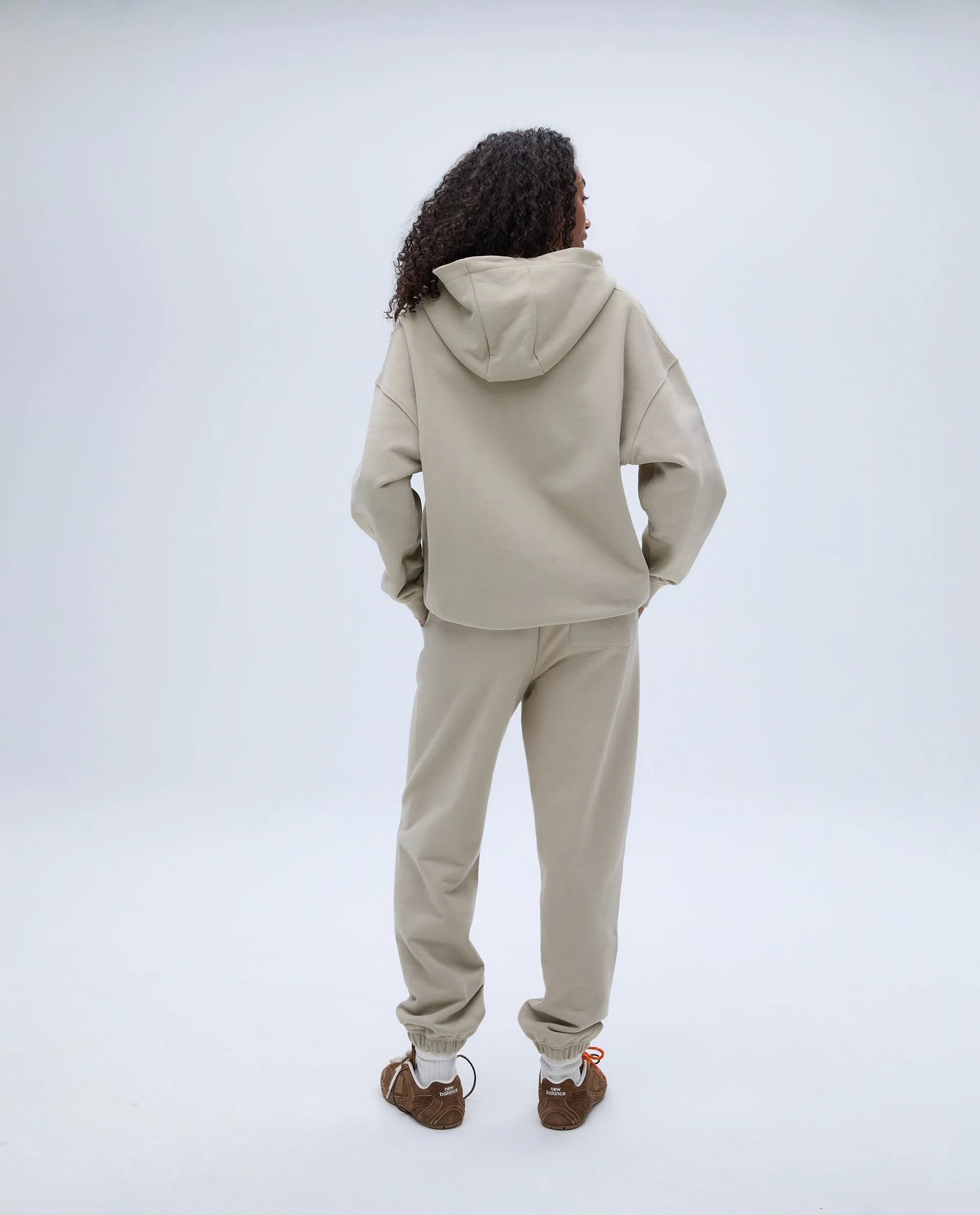 Varsity Oversized Full Zip Hoodie - Sand