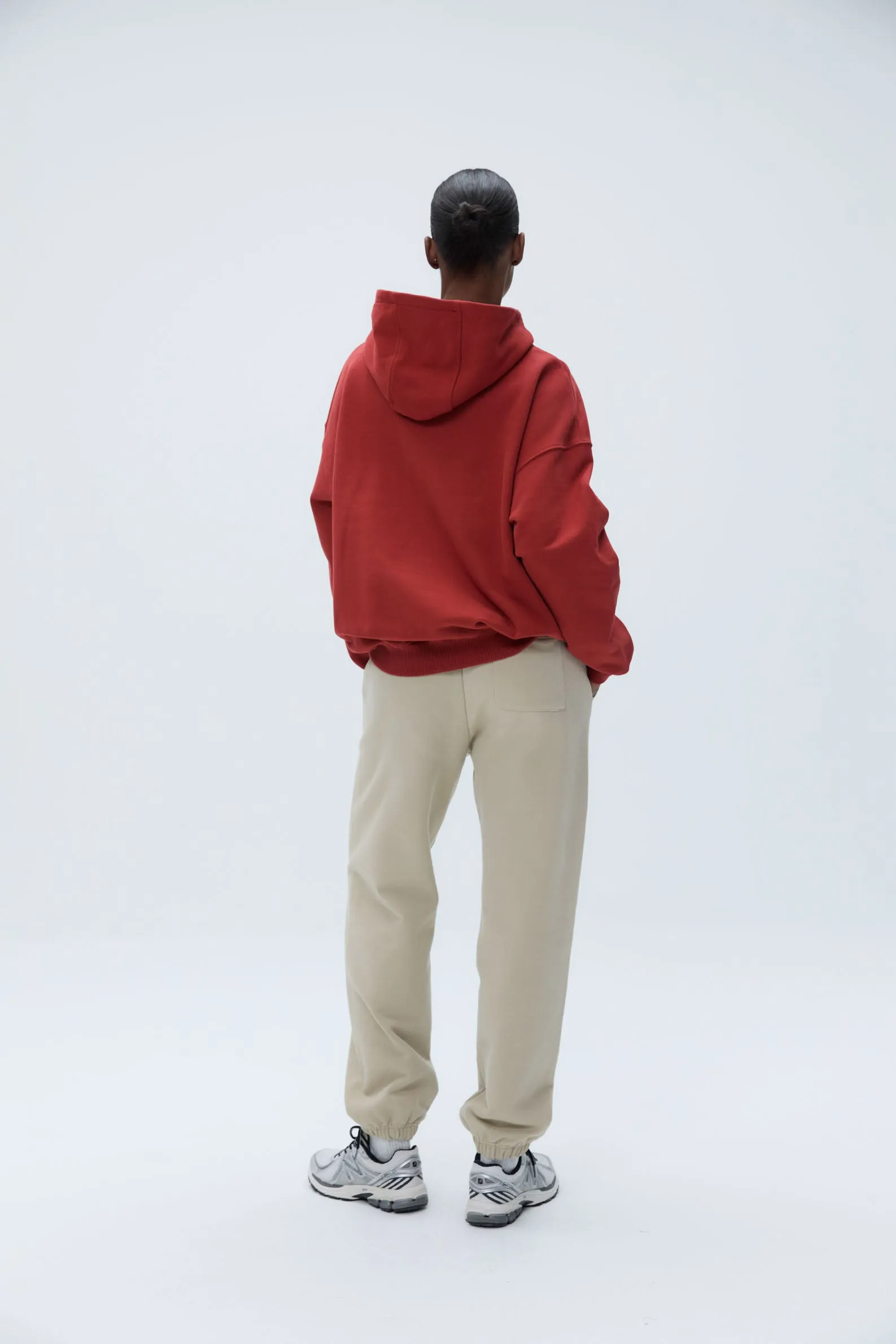 Varsity Oversized Full Zip Hoodie - Vintage Red