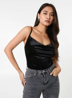 Velvet Cowl Neck Bodysuit